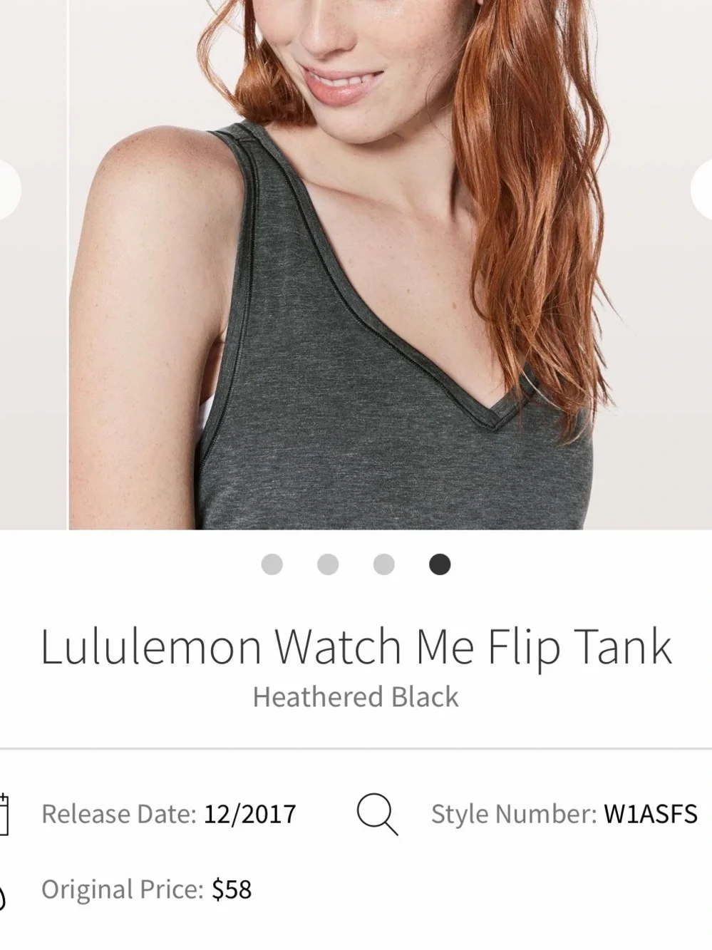 Lululemon Watch Me Flip Tank Heathered Black Gray Sz 8 Style #W1ASFS Layering